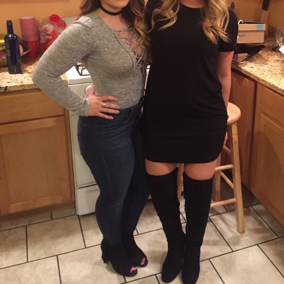 Plunge lace up bodysuit - Picture 2 of 2